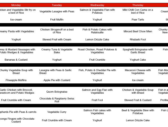 Summer Lunch Menu